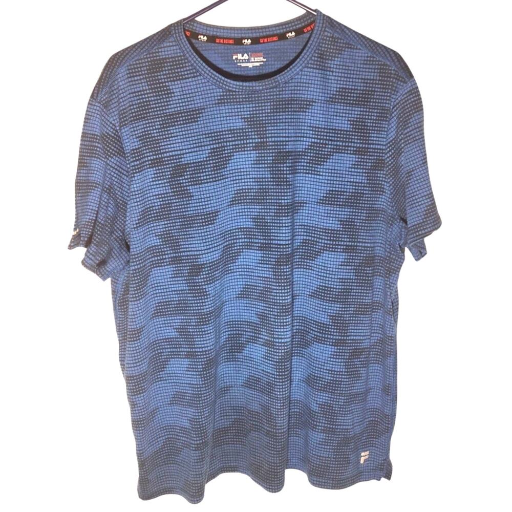 Fila Sport Blue Camo T-Shirt - Men's XL Activewear Top
